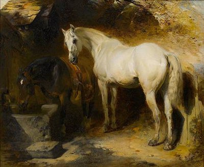 Horses watering by William Huggins - Auction record, sale price, and art valuation. Compare with similar artists and explore comparable artworks.