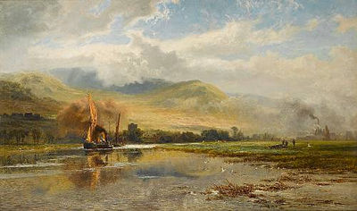 Sample artwork by Robert Gallon (1845 - 1925), known for bucolic landscape and coastal scene painting - View similar artists and auction records