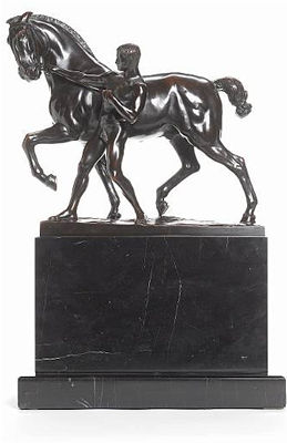 A bronze figure of a man and horse by Rudolph Kaesbach - Auction record, sale price, and art valuation. Compare with similar artists and explore comparable artworks.