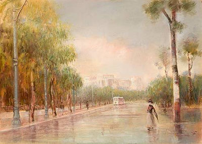 Acropolis view from Queen Olga's Avenue, Athens by Pavlos Mathiopoulos - Auction record, sale price, and art valuation. Compare with similar artists and explore comparable artworks.