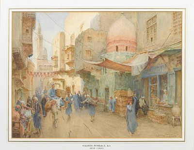 A Cairo street, with Al Rifa'i Mosque in the distance