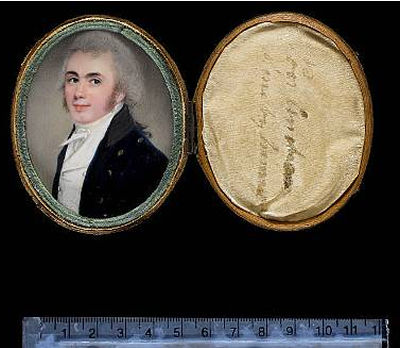 A self-portrait of the artist, wearing dark blue coat with black collar, white waistcoat and tied cravat, his powdered hair worn en queue tied with a black ribbon by Samuel Andrews - Auction record, sale price, and art valuation. Compare with similar artists and explore comparable artworks.