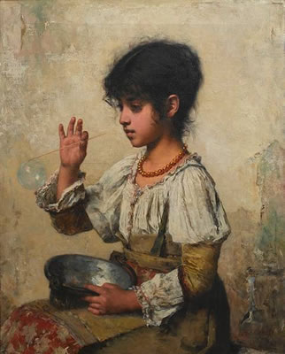 Young girl blowing bubbles by Alexej Alexejewitsch Harlamoff - Auction record, sale price, and art valuation. Compare with similar artists and explore comparable artworks.