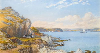 Below the grotto on Penlee point looking towards Plymouth sound by Philip Mitchell - Auction record, sale price, and art valuation. Compare with similar artists and explore comparable artworks.