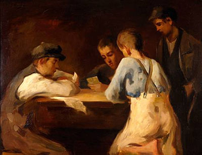 Boys playing cards