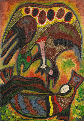 Birds taking the giwa rua (elephant of the river)