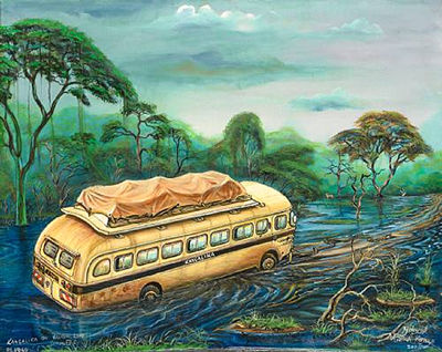 Kangalika Bus on broken road