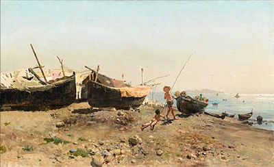 Sample artwork by Antonino Leto (1844 - 1913), known for impressionist landscapes with genre painting - View similar artists and auction records