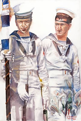 Sailors by Andreas Karayan - Auction record, sale price, and art valuation. Compare with similar artists and explore comparable artworks.
