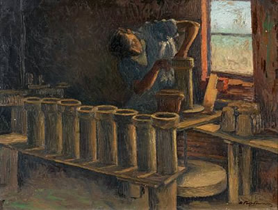 Potter in workshop