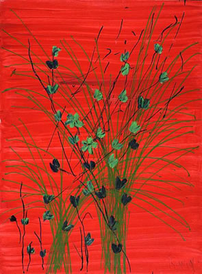 Flowers on red background