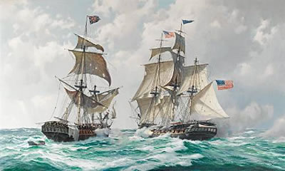 The capture of H.M.S. Macedonian by the American frigate United States off Madeira, 25th. October 1812 by Derek George Montague Gardner - Auction record, sale price, and art valuation. Compare with similar artists and explore comparable artworks.