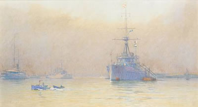 In the harbour at Portsmouth, with a Vice-Admiral's flagship preparing to sail by Alma Burlton Cull - Auction record, sale price, and art valuation. Compare with similar artists and explore comparable artworks.