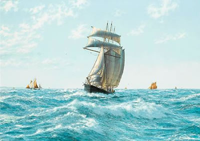 The three-masted topsail schooner Elizabeth Bennett off the Normandy coast