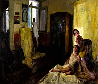 Three girls in an interior