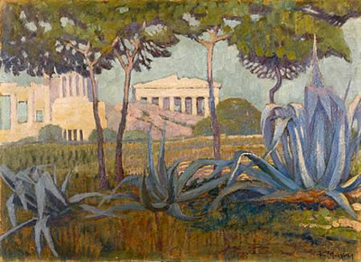 Acropolis / Acropole vue entre des pins et aloès by Constantine Maleas - Auction record, sale price, and art valuation. Compare with similar artists and explore comparable artworks.