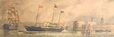 The royal yacht Victoria & Albert (II), with Queen Victoria aboard, departing from Portsmouth Harbour by William Edward Atkins - Auction record, sale price, and art valuation. Compare with similar artists and explore comparable artworks.