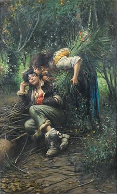 Sample artwork by Luca Postiglione (1876 - 1936), known for portrait, history and genre painting in realist style - View similar artists and auction records