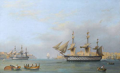 HMS Marlborough in the Grand Harbour, Valletta