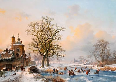 Winter landscape with skaters near a castle by Frederik Marianus Kruseman - Auction record, sale price, and art valuation. Compare with similar artists and explore comparable artworks.