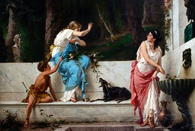Classical maidens at a spring