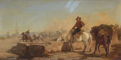 A 'Butero' watering his horse in the Roman campagna