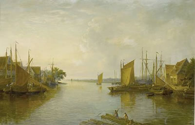 A view of the Yare from Yarmouth Bridge by John Moore of Ipswich - Auction record, sale price, and art valuation. Compare with similar artists and explore comparable artworks.