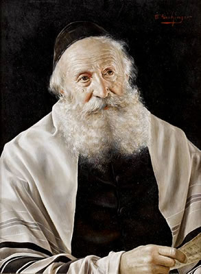 Portrait of a rabbi wearing a yarmulke