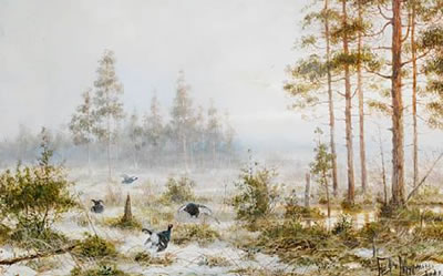 A grouse lek by Vladimir Leonidovich Muraviov - Auction record, sale price, and art valuation. Compare with similar artists and explore comparable artworks.