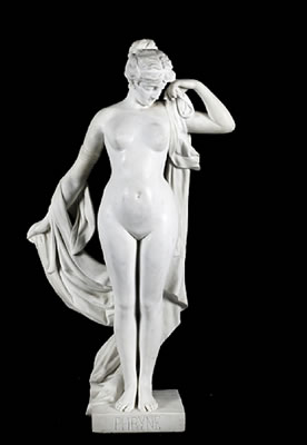 A Carrara marble figure of Phryné