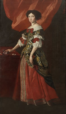 Portrait of a lady, full-length, in a red and gold brocade dress standing before a red curtain by Pier Francesco Cittadini - Auction record, sale price, and art valuation. Compare with similar artists and explore comparable artworks.