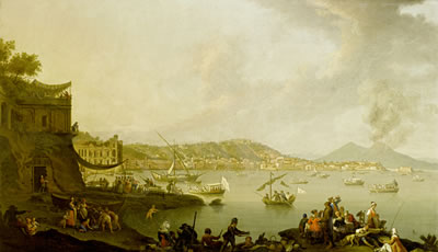 A view of the Bay of Naples from Posillipo looking south with the Palazzo Donn'Anna, the Castel dell'Ovo and Vesuvius beyond by Pietro Fabris - Auction record, sale price, and art valuation. Compare with similar artists and explore comparable artworks.
