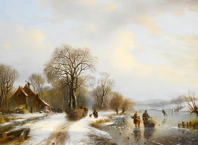 Winter landscape with figures by Willem Vester - Auction record, sale price, and art valuation. Compare with similar artists and explore comparable artworks.
