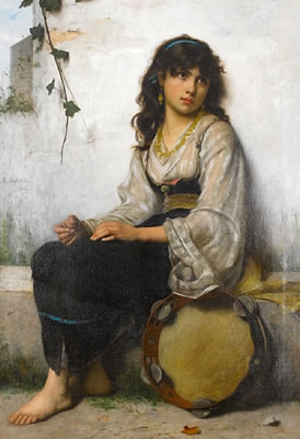 The Little Tambourine girl by Francois Alfred Delobbe - Auction record, sale price, and art valuation. Compare with similar artists and explore comparable artworks.