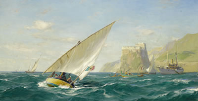 Sparkling waters off the Italian Riviera by John Fraser - Auction record, sale price, and art valuation. Compare with similar artists and explore comparable artworks.