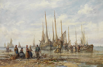 Douglas Harbour, Isle of Man; Unloading the catch, a pair