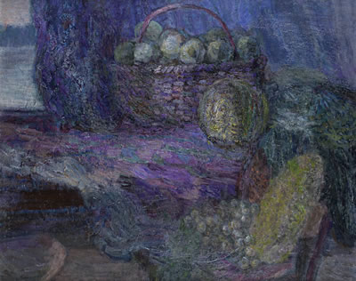 Still life with apples and melon