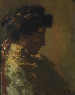 Woman in Profile with Downcast Eyes