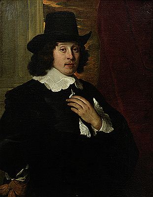 Portrait of a gentleman, three-quarter-length, in a black tunic with a lace collar