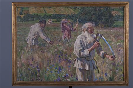 Scything the grass