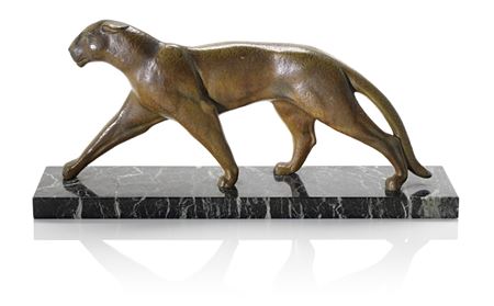 An Art Deco Model of a Panther in Patinated Bronze, circa 1925