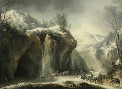 A rocky winter landscape with elegant figures in a horse-drawn carriage by Francesco Foschi - Auction record, sale price, and art valuation. Compare with similar artists and explore comparable artworks.