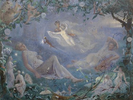 Sample artwork by John Simmons (1823 - 1876), known for miniature portrait and fairyland painting based on literature - View similar artists and auction records
