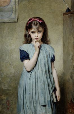 Sample artwork by Charles Sillem Lidderdale (1831 - 1895), known for portrait painting of female figures in outdoor settings, peasant girls - View similar artists and auction records