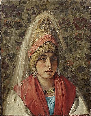 Portrait of a young woman in traditional dress