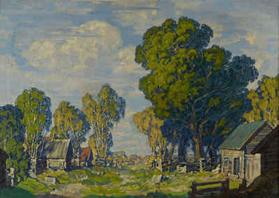 Landscape with peasant houses