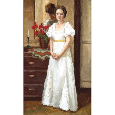 A Standing Woman in a White Dress by Gerald Vivian Davis - Auction record, sale price, and art valuation. Compare with similar artists and explore comparable artworks.