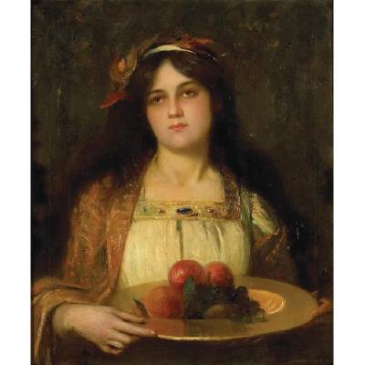 A Young Beauty Holding a Bowl of Fruit