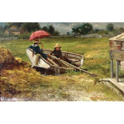 Two Children Playing in a Boat