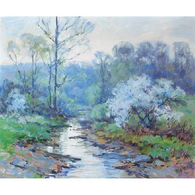 Trees by a Stream in Spring